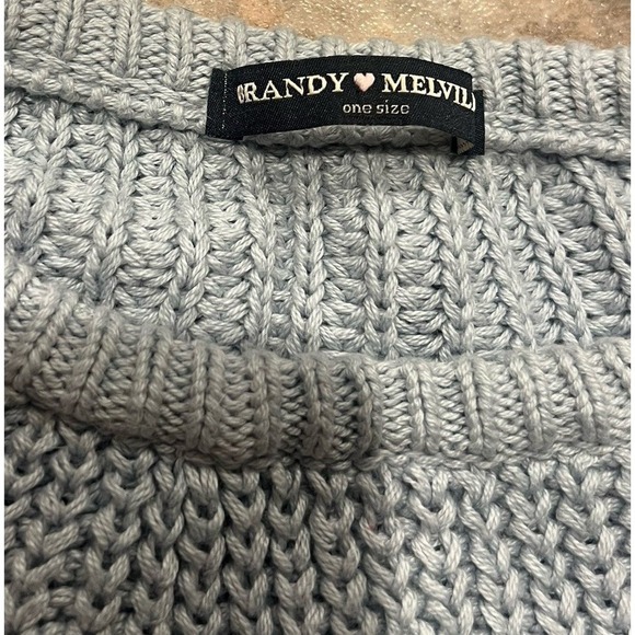 Brandy Melville OS Relaxed Fit Knit Sweater Powder Blue Soft Cozy Pullover - Picture 3 of 7